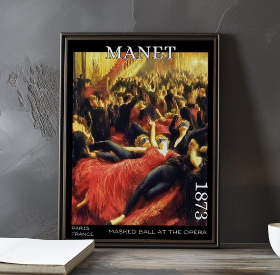 Masked Ball At The Opera 1873 Douard Manet Print Poster French Impressionist 19th Century Figures Ballroom Scene Parisian Nightlife
