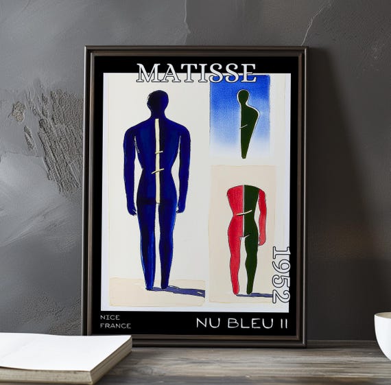 Nu Bleu Ii 1952 Henri Matisse Print Poster Blue Nude Abstract Cutout Female Figure French Post Impressionism Fauvist Art Decor 1950s