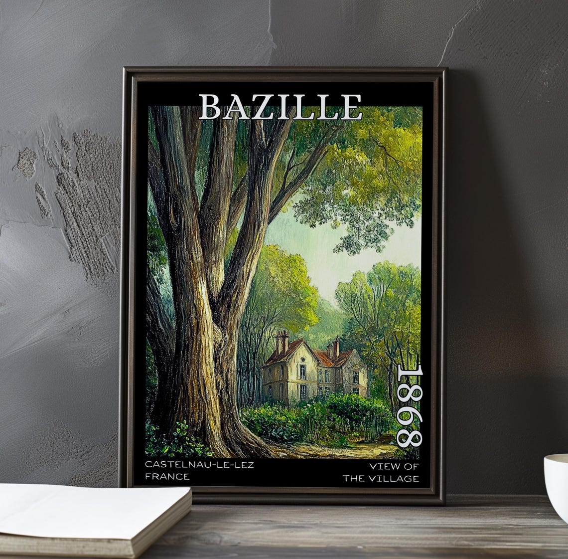 View Of The Village 1868 Frdric Bazille Print Poster French Impressionist Countryside Plein Air Rural Scene 19th Century Art Decor