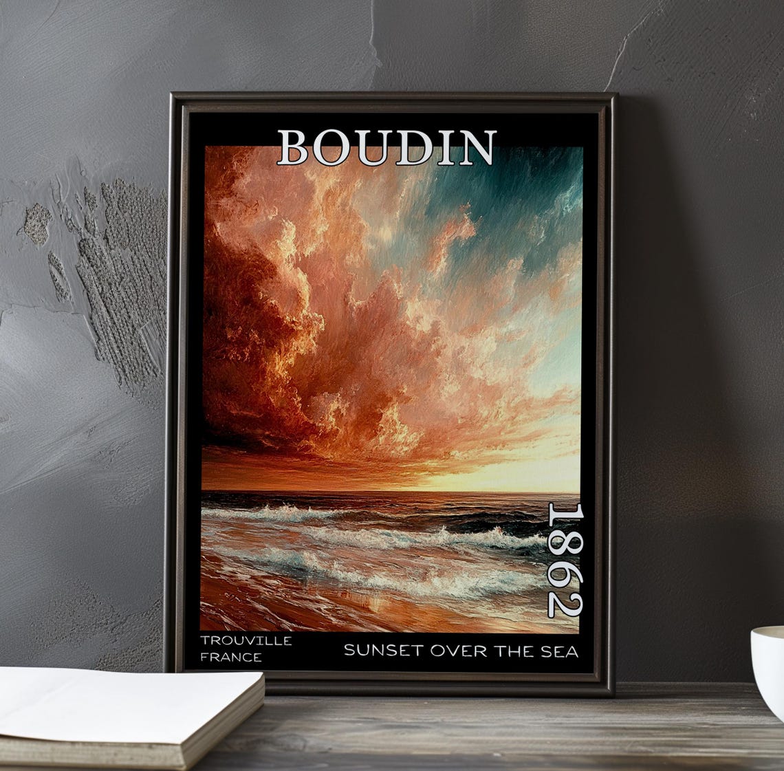 Eugène Boudin Teal and Copper Clouds Over Gentle Waves 1862 Poster