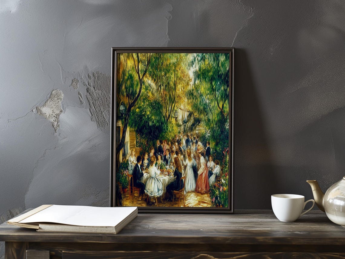 Alfresco Luncheon At A Leafy Garden Restaurant Terrace Poster