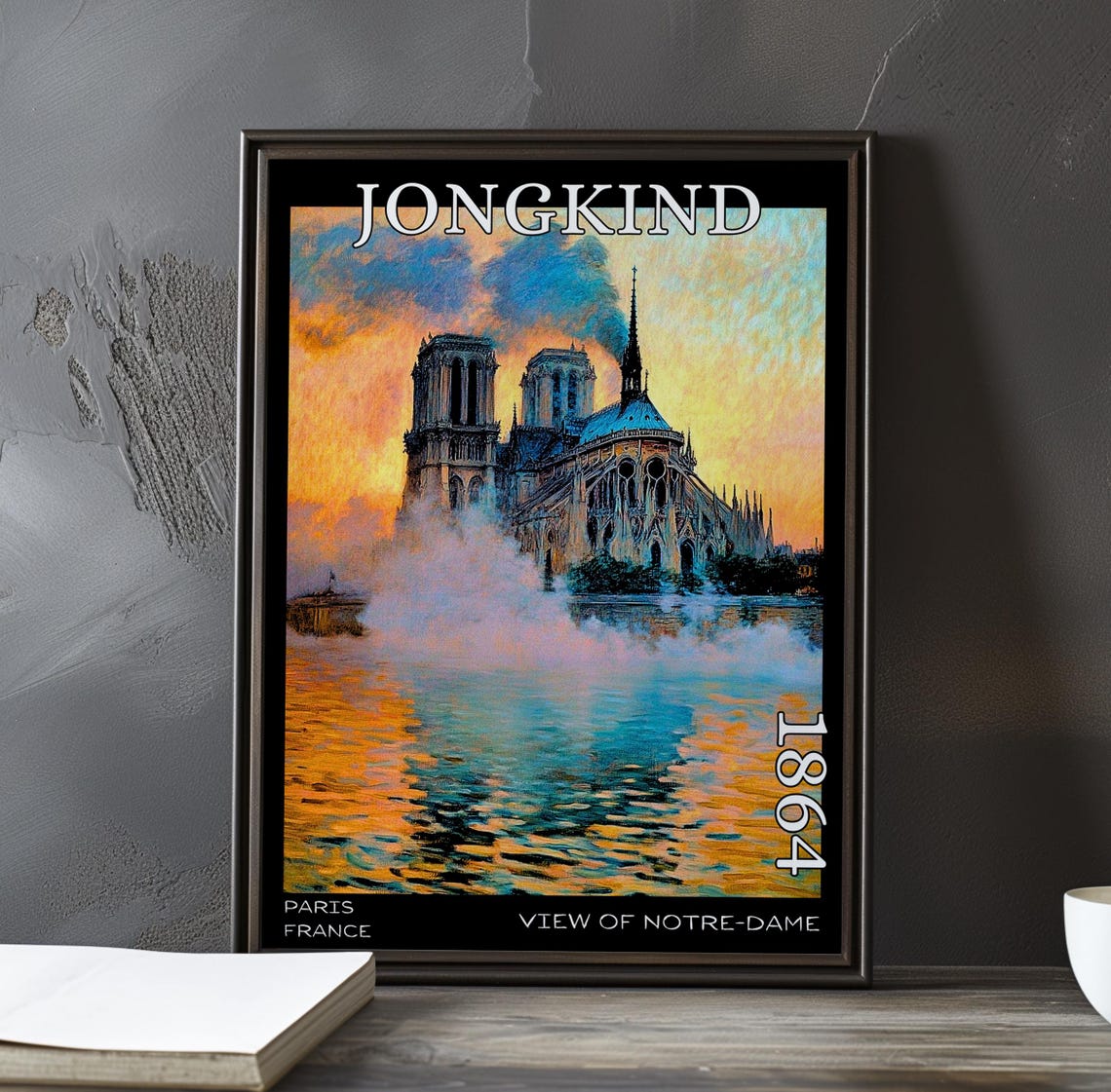 Jongkind 1864 Notre-Dame Towers Rising Above the Morning Mist Poster
