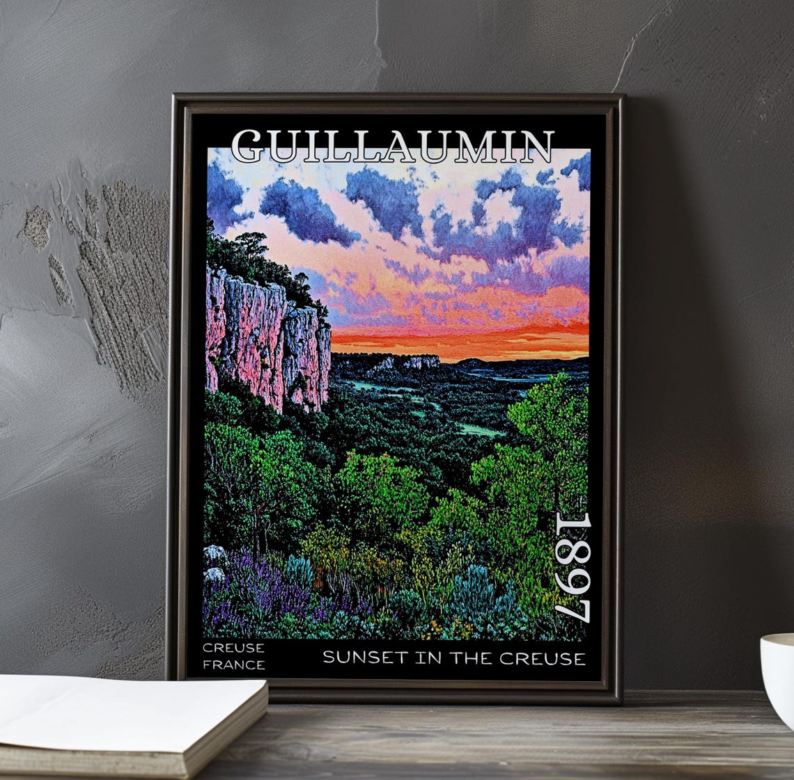 Guillaumin Sunset In The Creuse Purple Pink Clouds Valley Poster