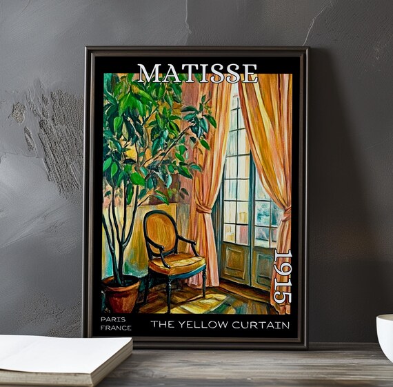 Henri Matisse Yellow Curtain 1915 Potted Plant Glass Doors Poster