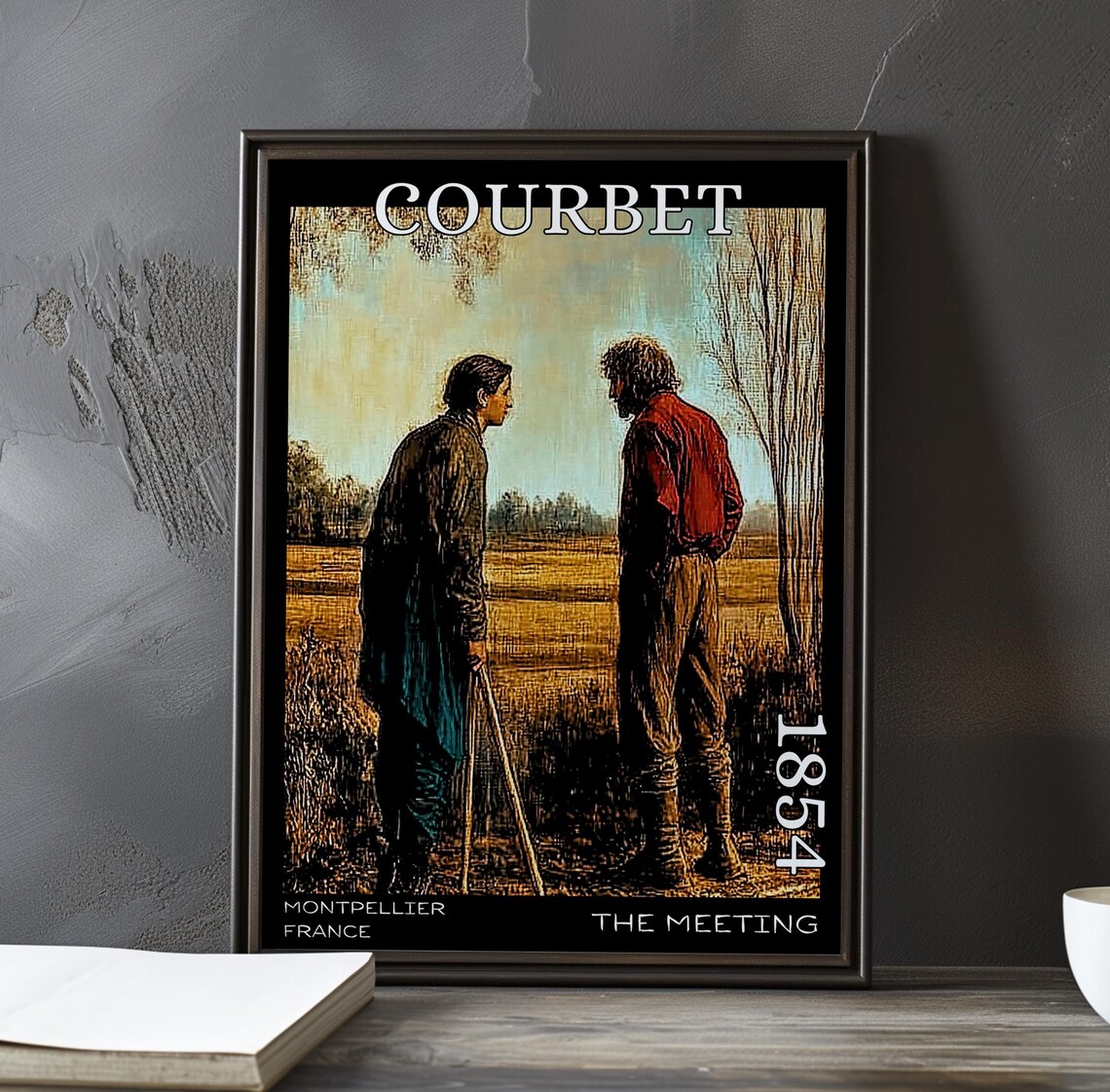 Gustave Courbet Golden Field Meeting Beneath Sunset 1854 Poster