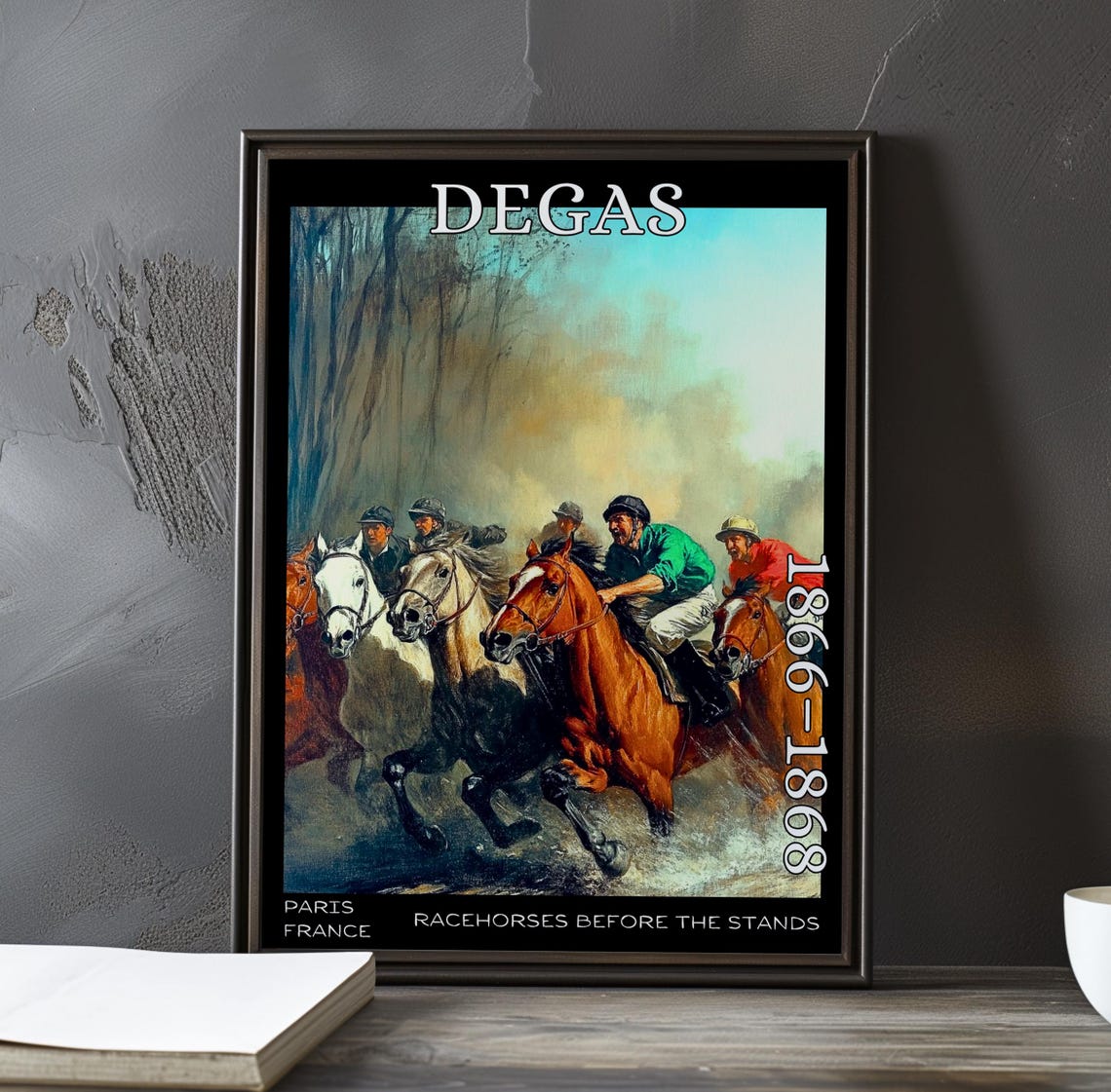 Jockeys Galloping Through Forest Degas-Style Racing Scene Poster