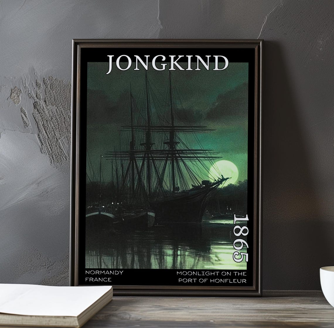 Johan Jongkind Moon Rising Behind the Ship 1865 Harbor Poster