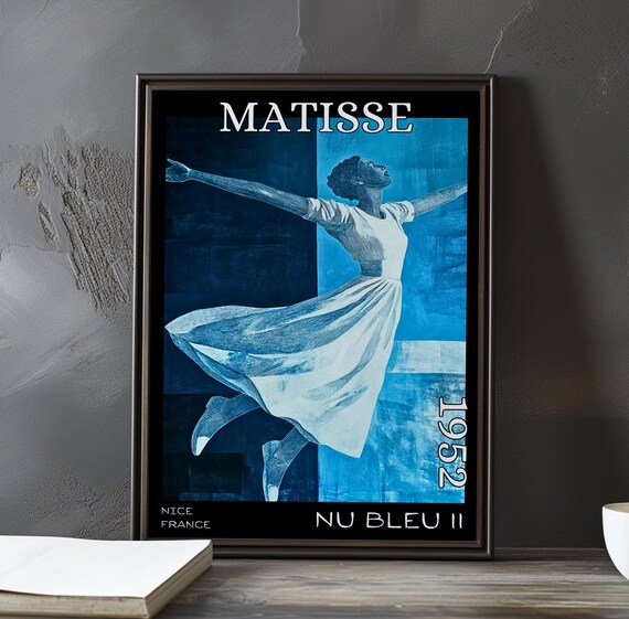 Matisse White Dress Dancer Blue Duotone 1952 Nice France Exhibition Poster