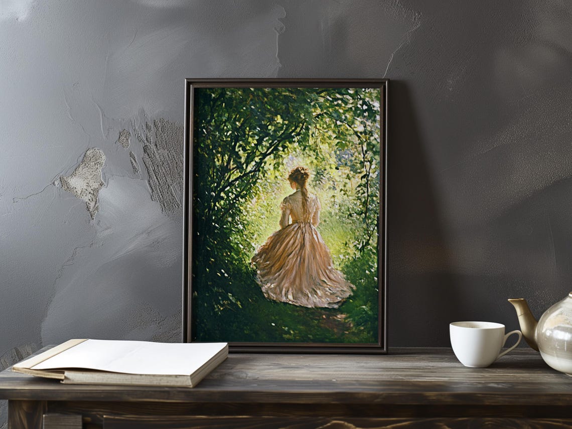 Berthe Morisot Woman in Champagne Gown Sunlit Grove Art Poster