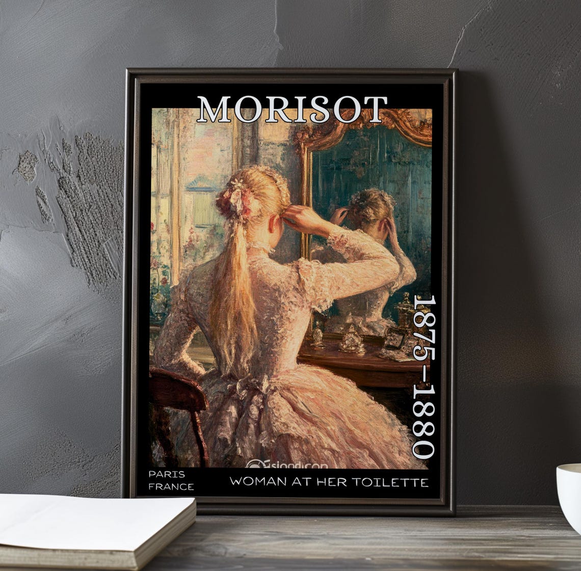 Morisot 1875-1880 Woman At Her Toilette Vanity Mirror Pink Gown Poster