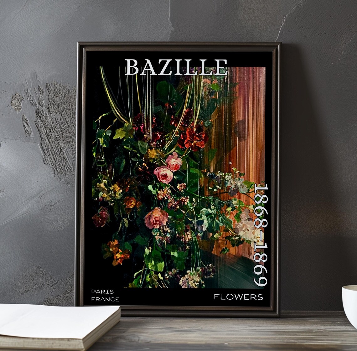 Bazille Flowers 1868-1869 Curtain of Roses Cascade Art Poster