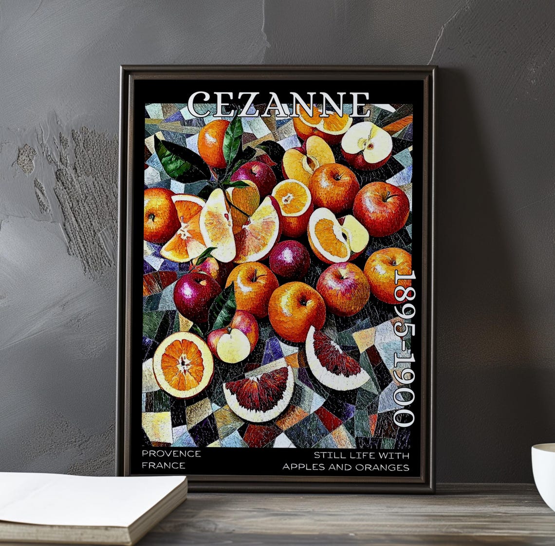 Cezanne Apples and Blood Orange Slices Mosaic Still Life Poster