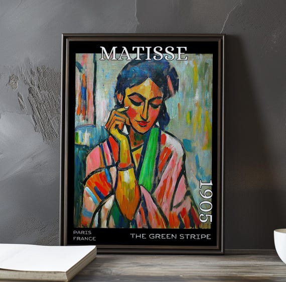 The Green Stripe 1905 Henri Matisse Print Poster Fauvism Portrait Modernist French Post Impressionism Expressive Colour Wall Art Decor