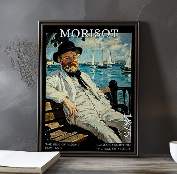 Eugne Manet On The Isle Of Wight 1875 Berthe Morisot Print Poster Impressionism Post Impressionist Seaside 19th Century Figure Art