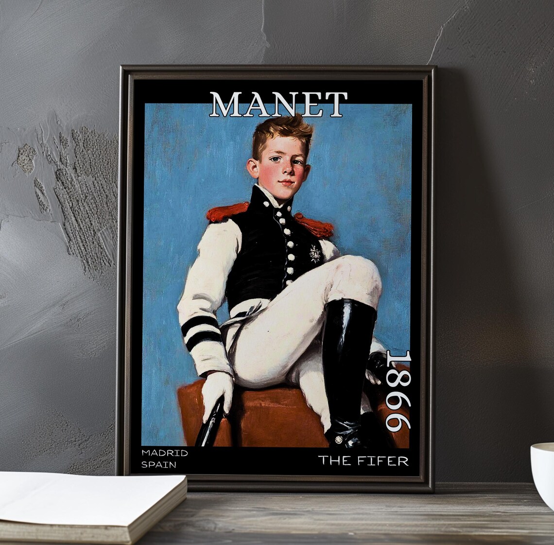 Seated Young Fifer in Military Uniform Manet-Style Portrait Poster