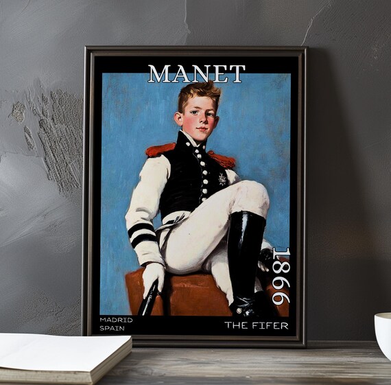 Seated Young Fifer in Military Uniform Manet-Style Portrait Poster