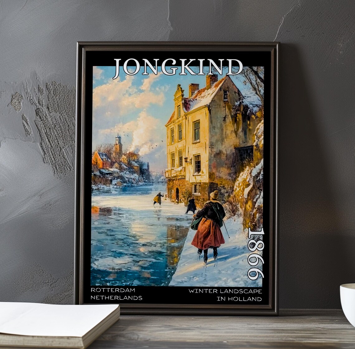 Johan Jongkind Woman Skating the Frozen Canal 1866 Winter Poster