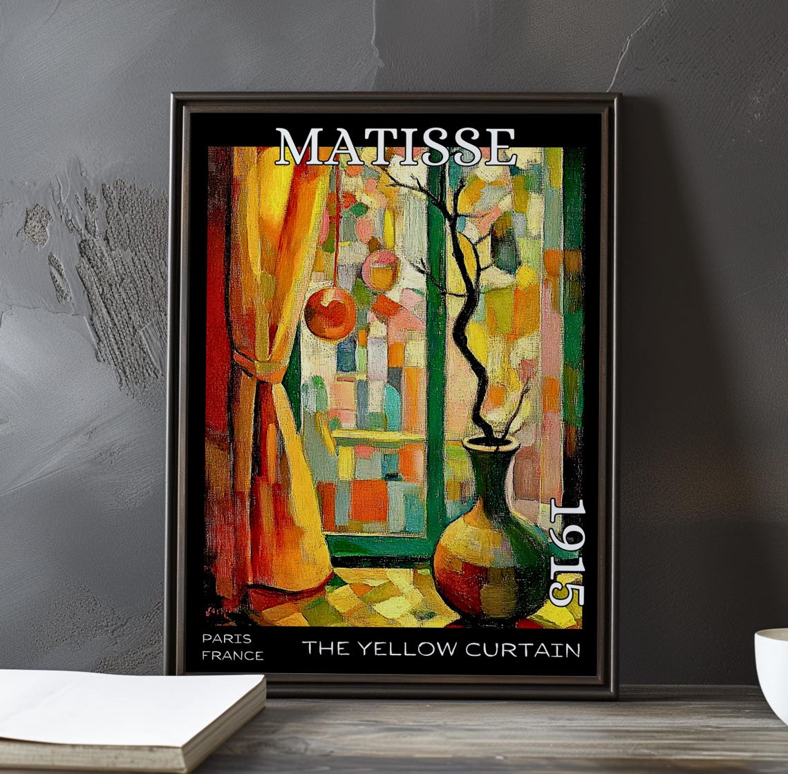 Henri Matisse Yellow Curtain 1915 Window Lanterns Branch Vase Poster