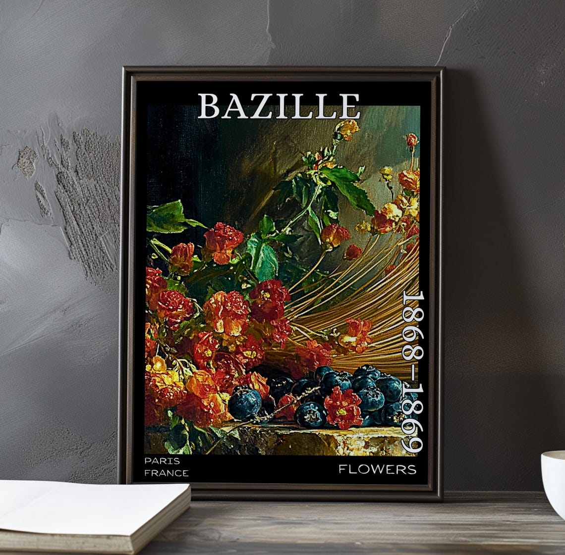 Bazille Flowers 1868-1869 Harvest Blooms Stone Ledge Art Poster