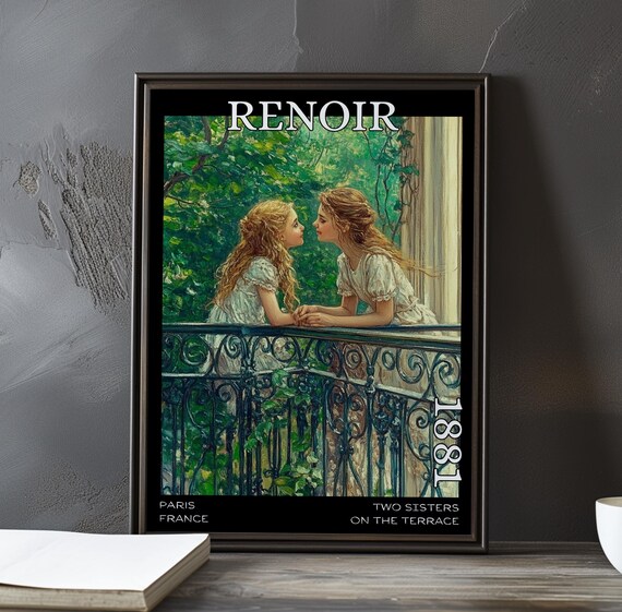 Two Sisters On The Terrace 1881 Renoir Style Girls At An Iron Balcony Poster