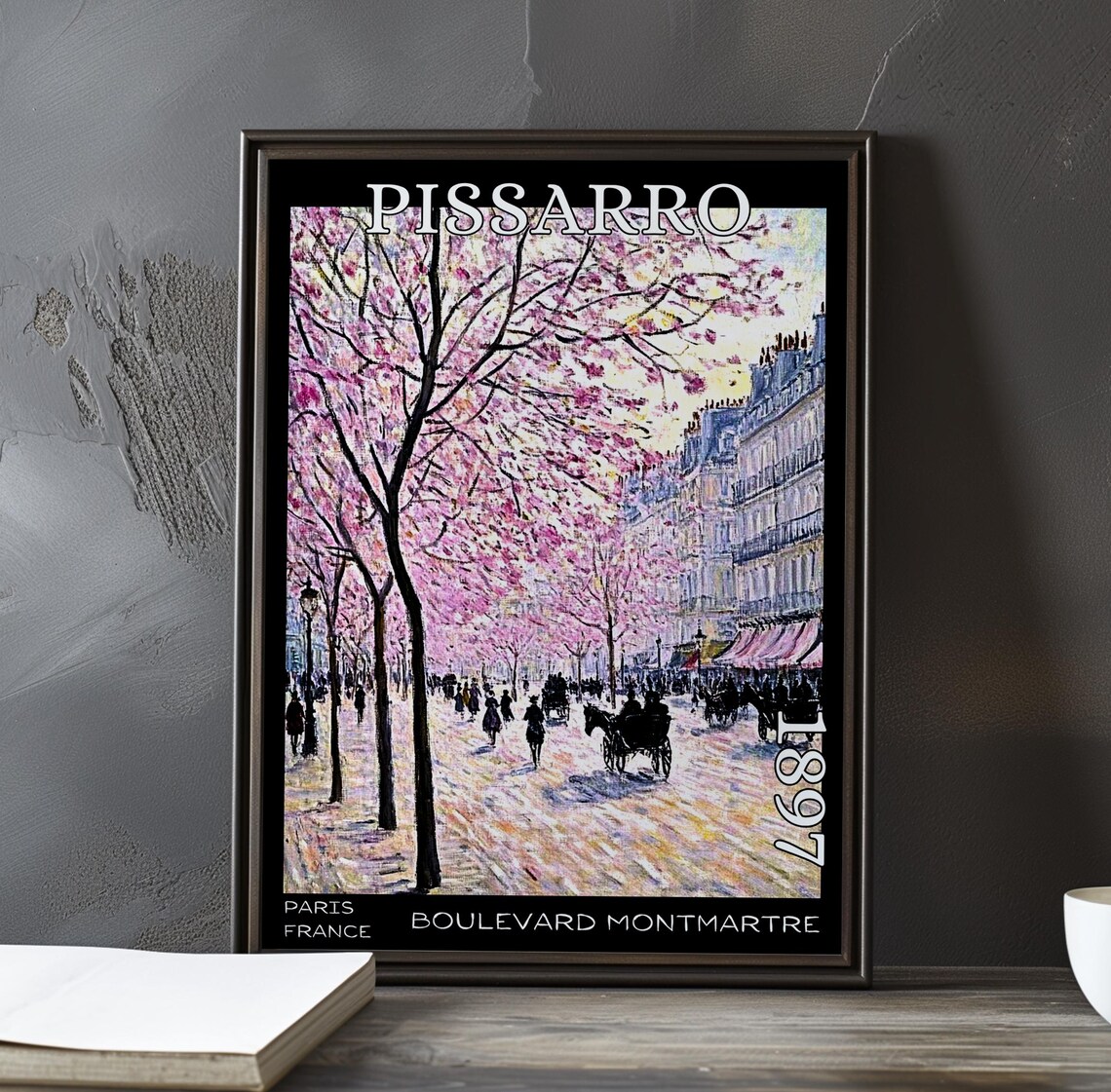 Pissarro Boulevard Montmartre 1897 Blossom Canopy Awnings Street Poster