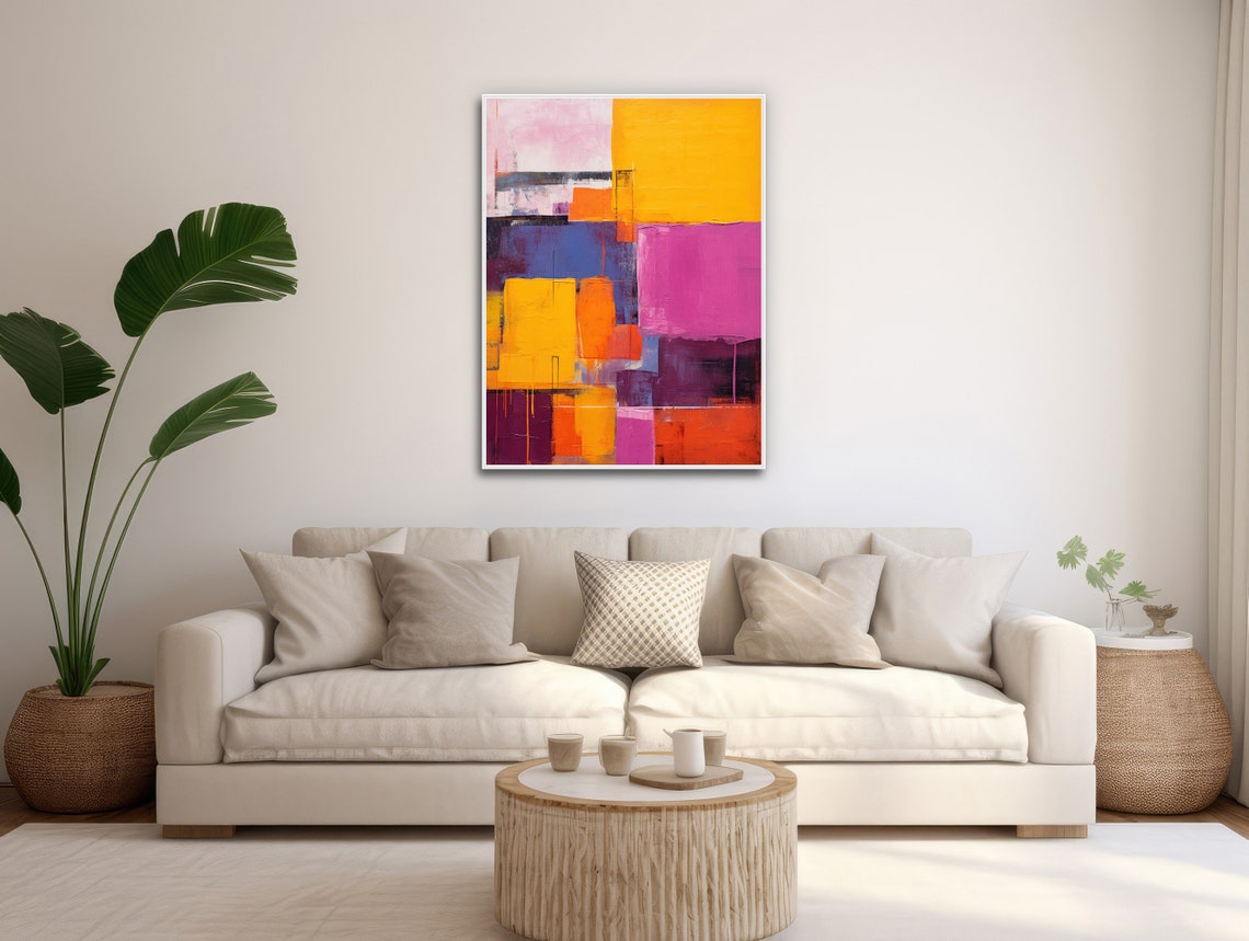 Bold Painterly Color Blocks Yellow Pink Magenta Abstract Art Poster - Image 3