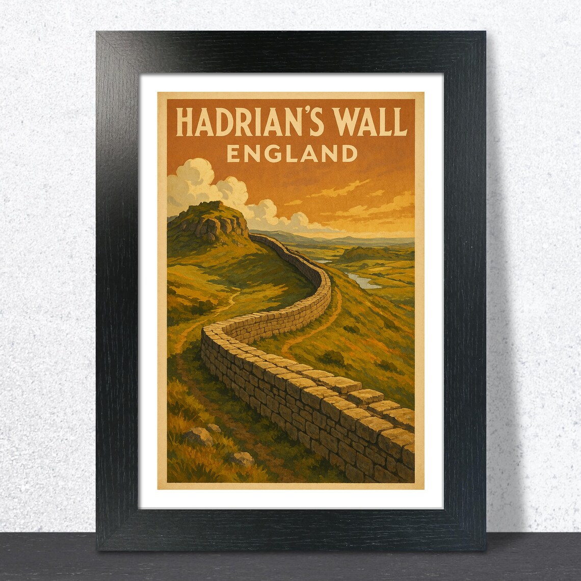 Hadrian's Wall England Vintage Travel Poster Art Print