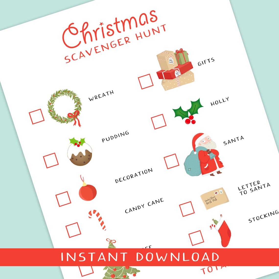 Christmas Scavenger Hunt Kids Activity Poster - Image 3