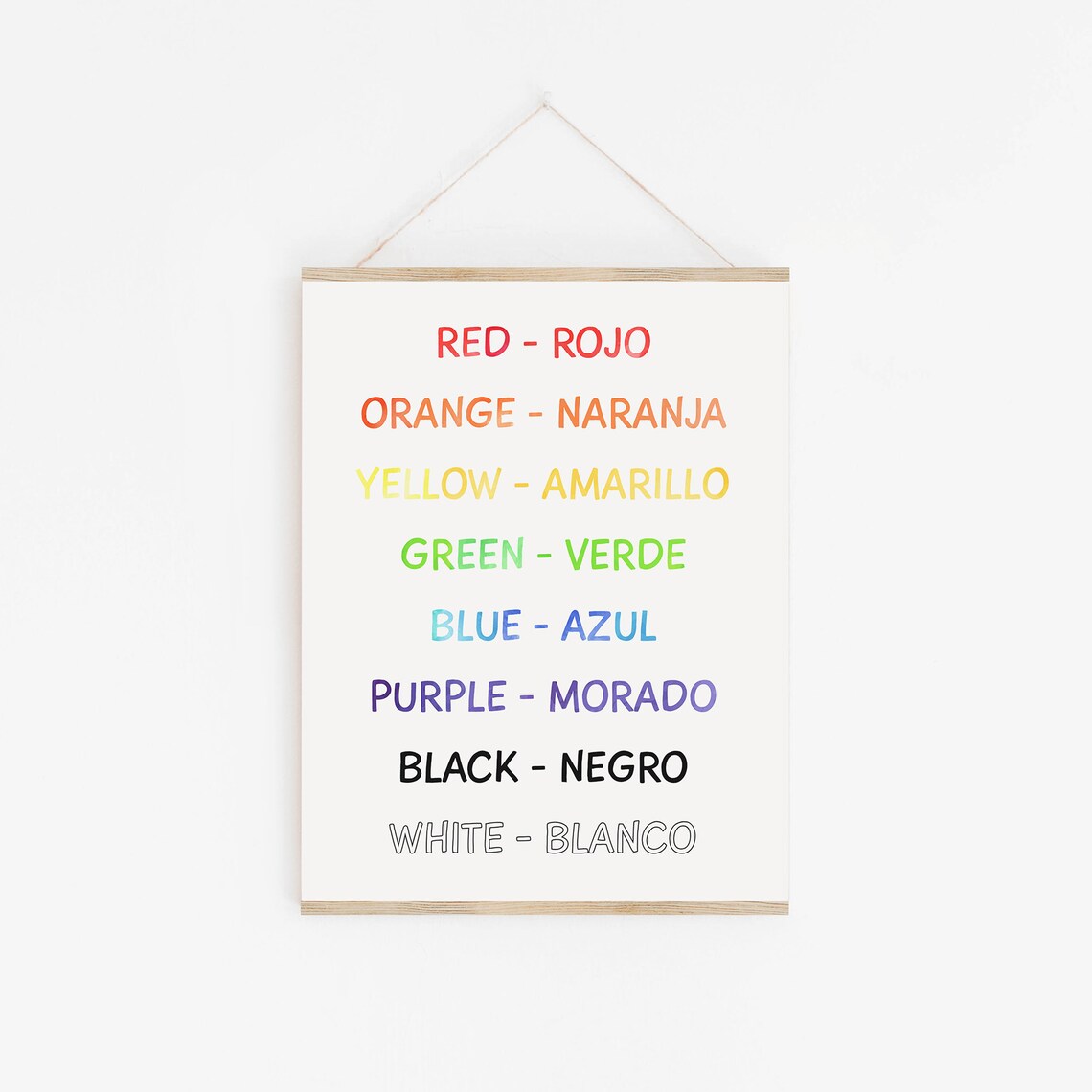 English Spanish Colors Chart Rojo Naranja Verde Classroom Poster - Image 3