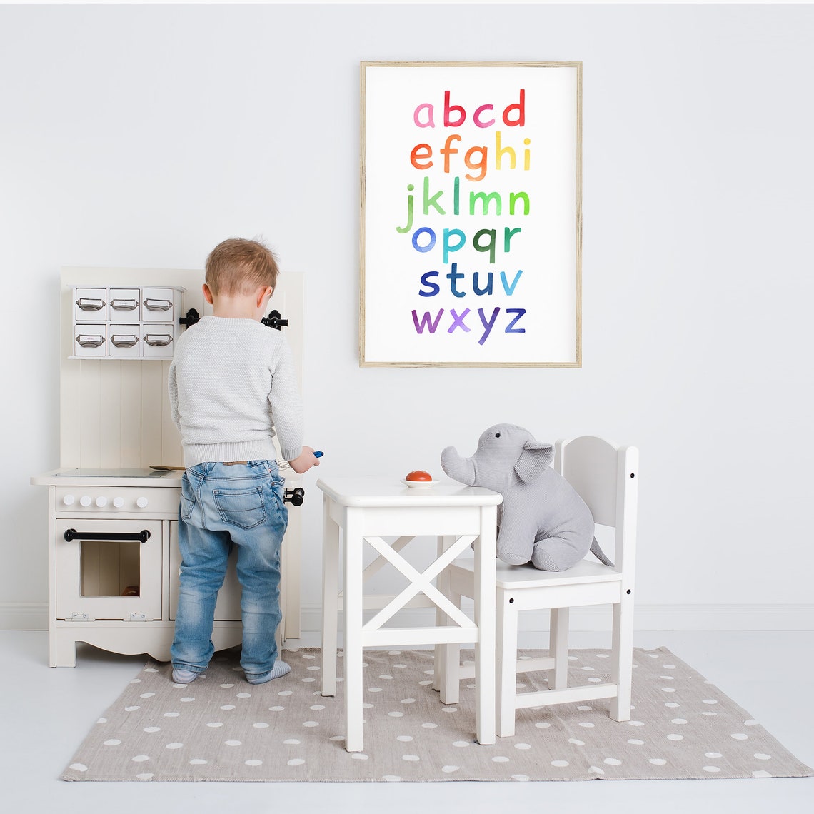 Lowercase Rainbow Alphabet ABC Watercolor Letters Classroom Poster - Image 3