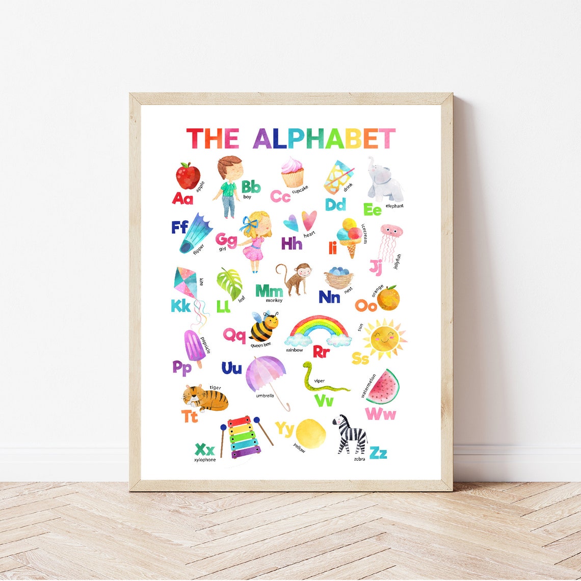 Rainbow Abc Poster Alphabet Watercolor Classroom Decor Playroom Wall Decor Preschool Poster Uppercase And Lowercase Letters - Image 2