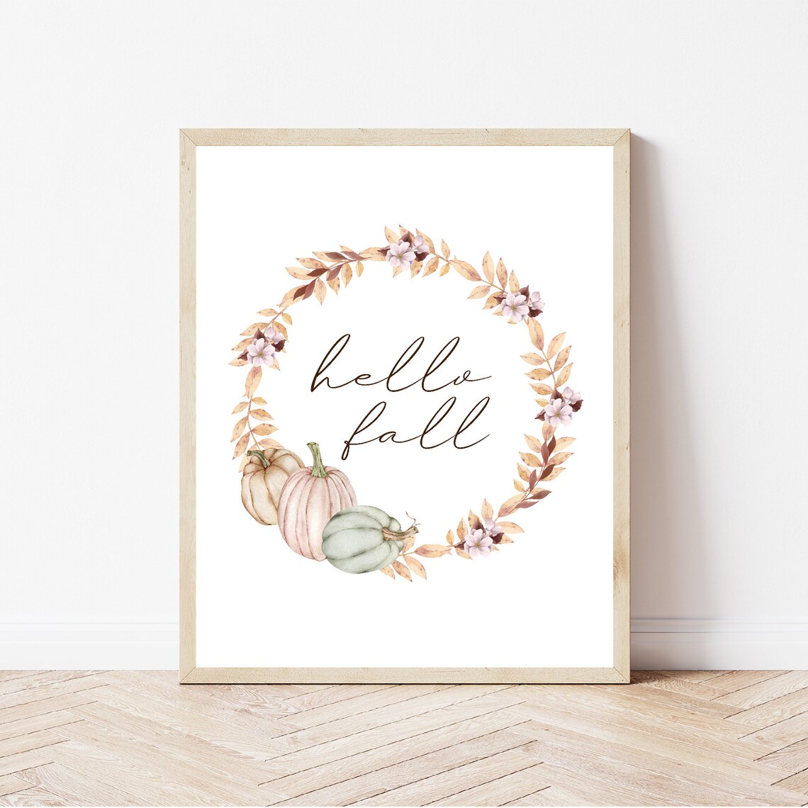 Hello Fall Autumn Print, Rustic Fall Decor
