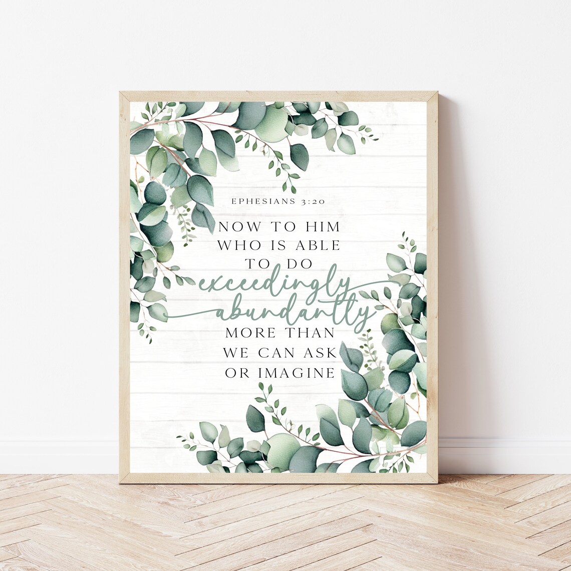 Farmhouse Bible Verse Wall Art Print Ephesians 320 Floral Christian Bedroom Sign Rustic Scripture Decor Poster