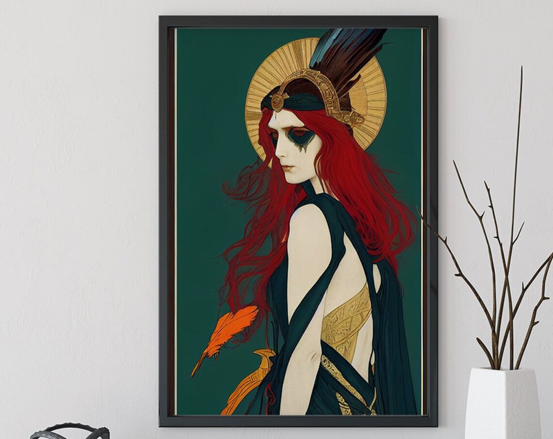The Morrigan Mucha-Style Warrior Goddess Art Print