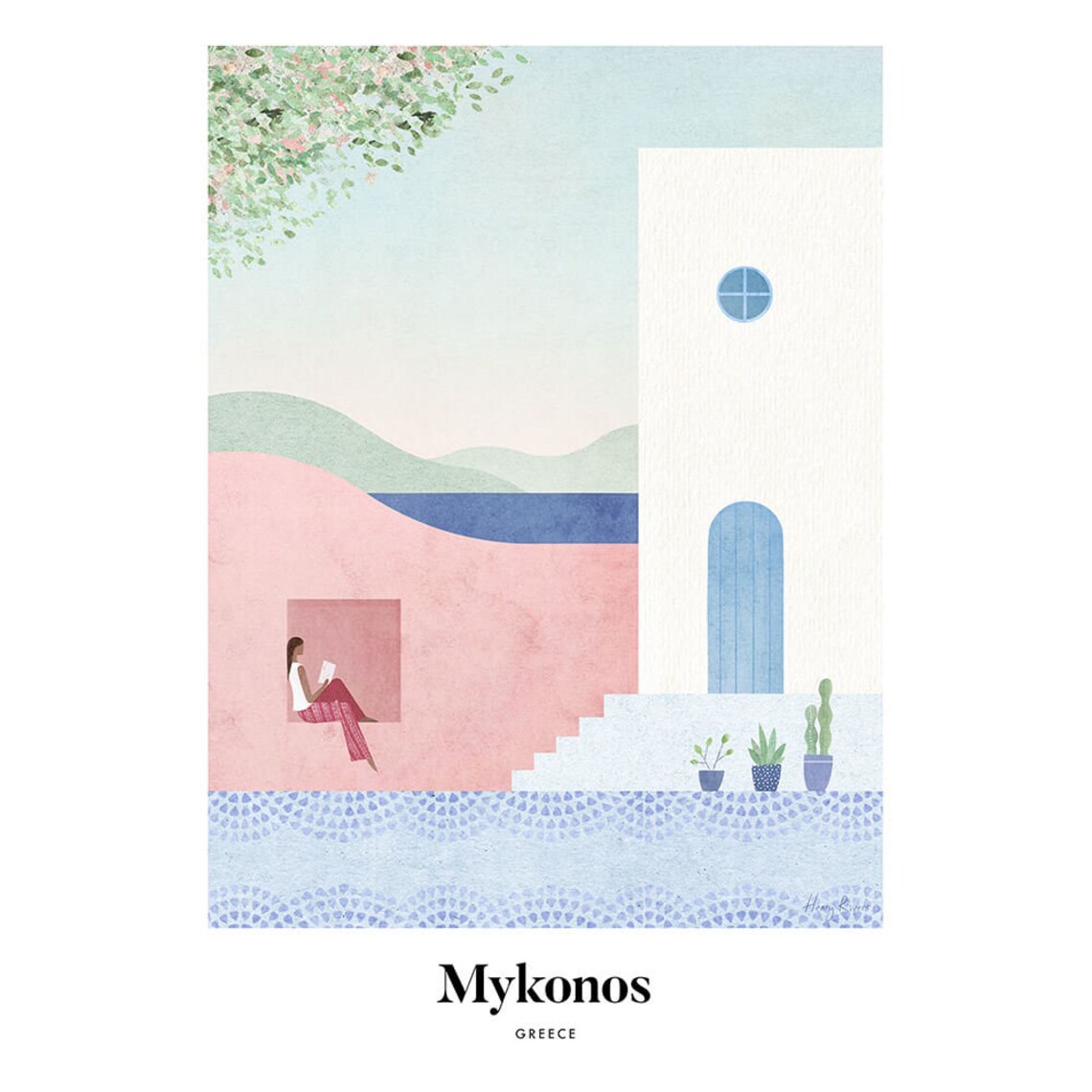 Mykonos By Henry Rivers, Travel Poster Art Print - Image 3