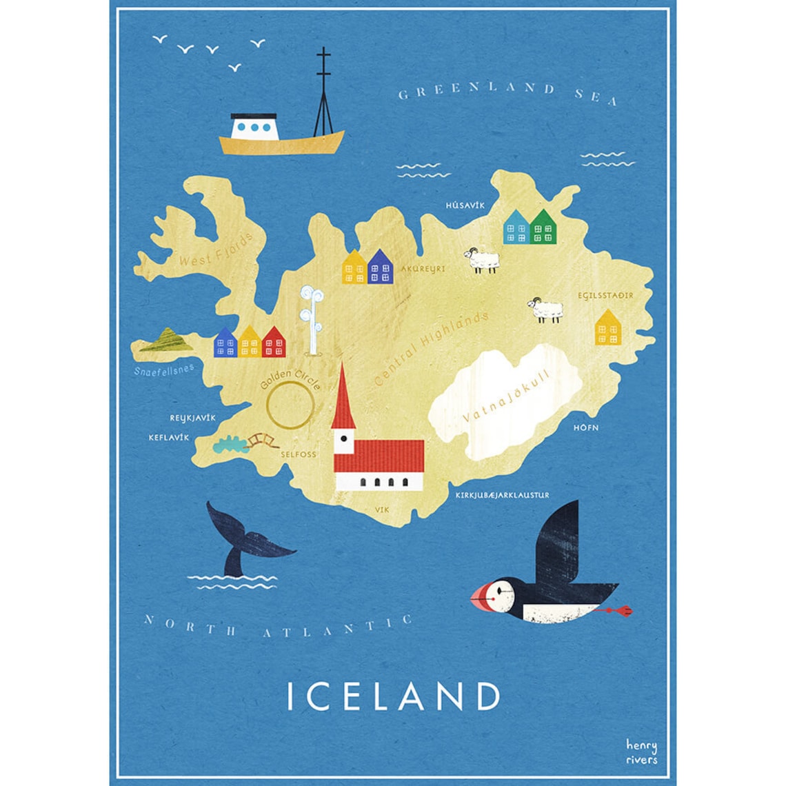Iceland Illustrated Map Art Print By Henry Rivers - Image 4