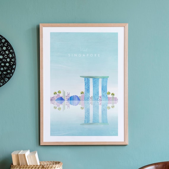 Singapore Travel Poster, Minimalist Vintage Retro Style
