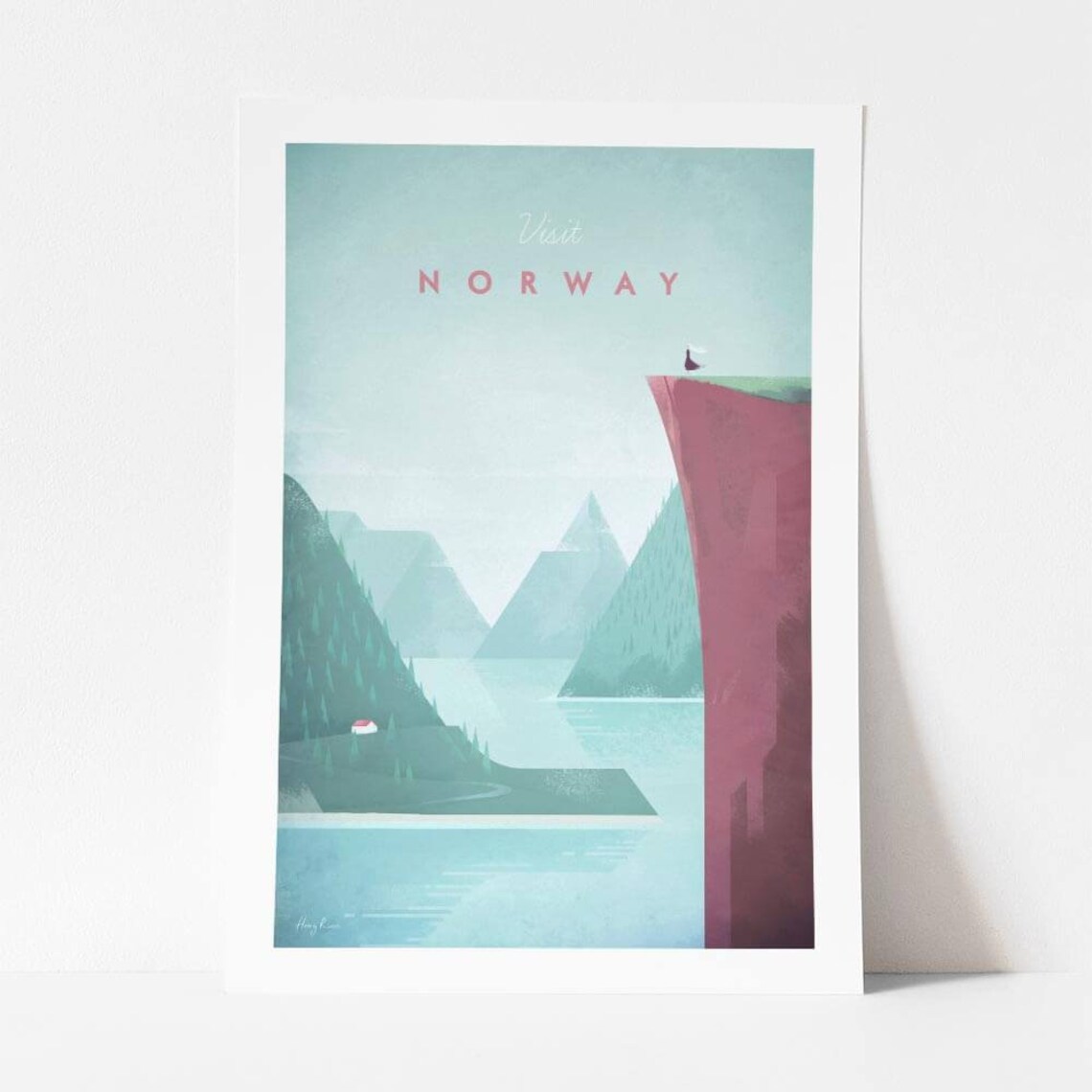 Norway Vintage Travel Poster, Minimalist Fjord Art - Image 4
