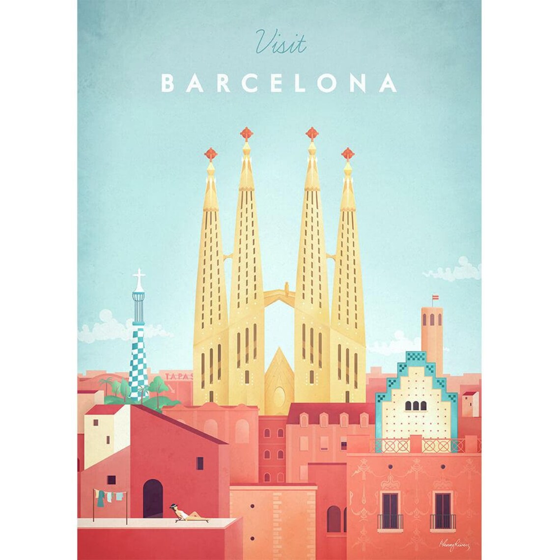 Barcelona Vintage Travel Poster Art Print - Image 2