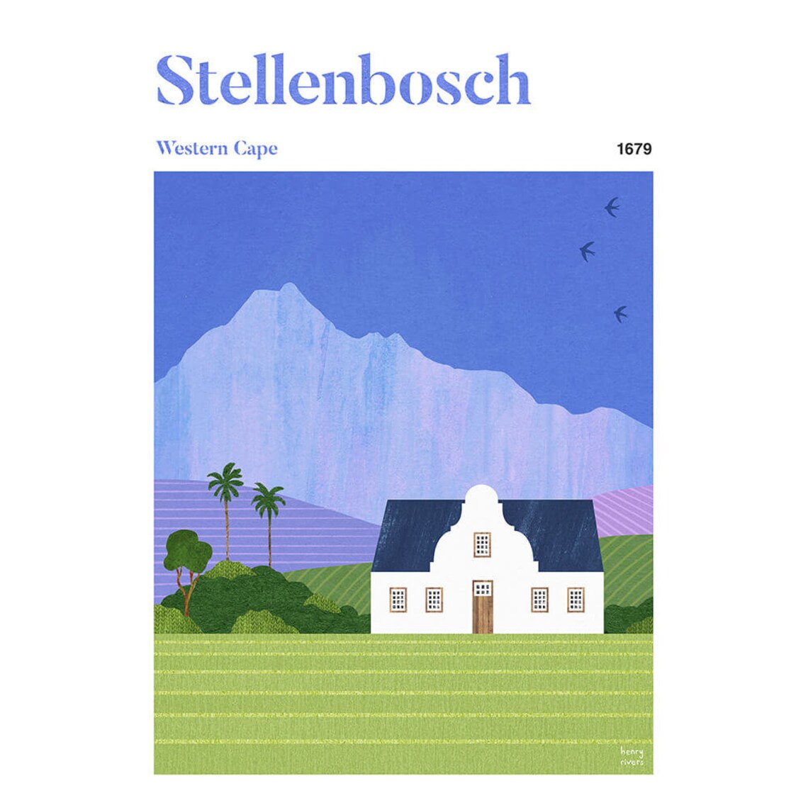 Stellenbosch by Henry Rivers, Travel Poster - Image 3