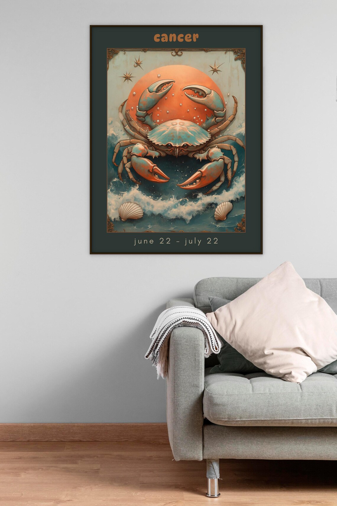 Cancer Zodiac Art Print, Mystical Boho Astrology - Image 2