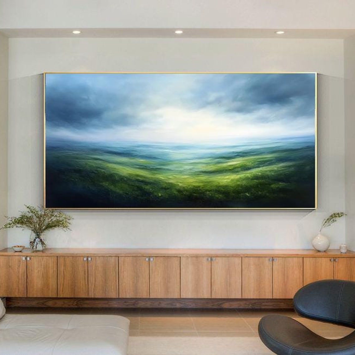 Emerald Green Rolling Hills Under Misty Sky Panoramic Landscape Poster - Image 6