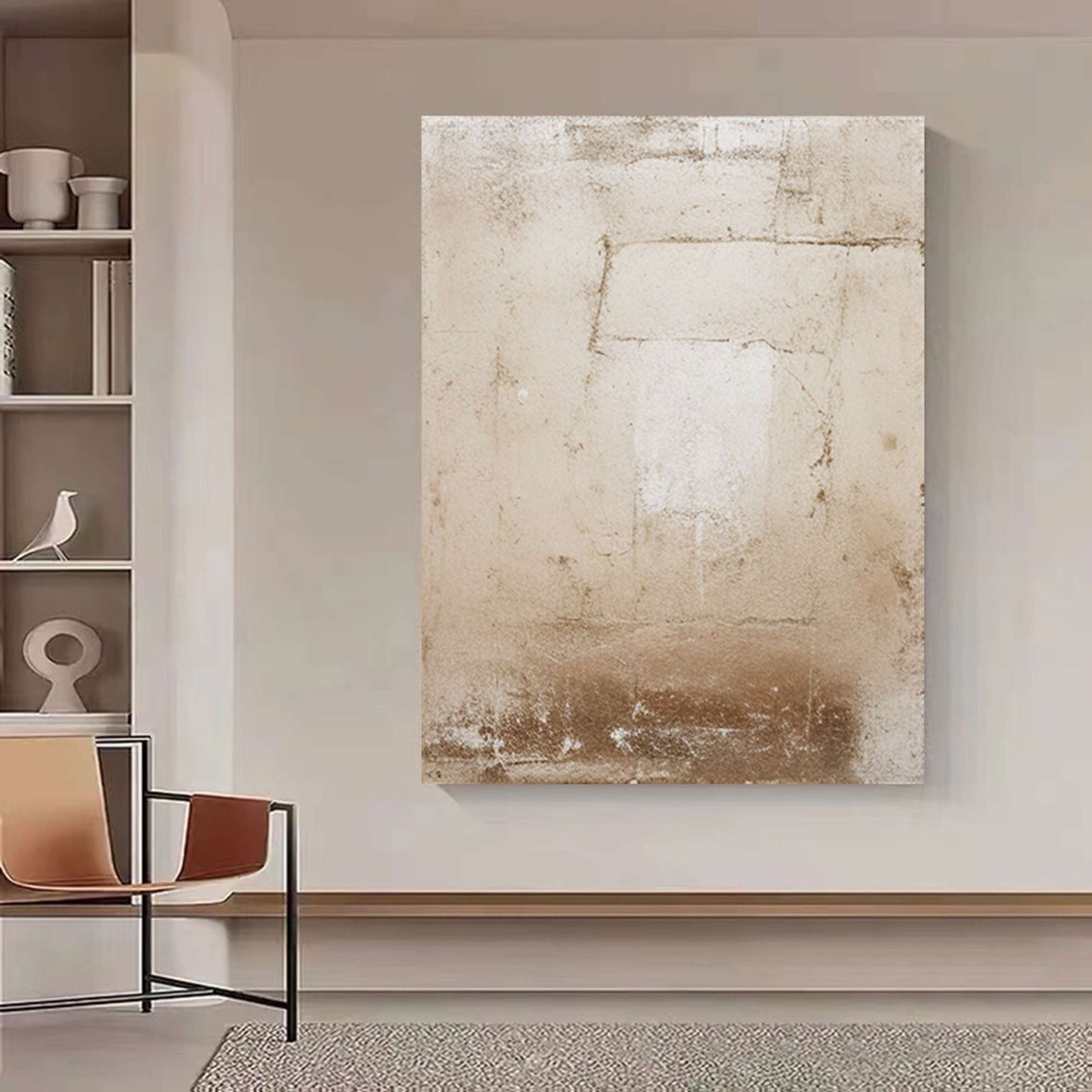 Vertical Beige Plaster Texture Wabi Sabi Abstract Neutral Wall Poster - Image 5