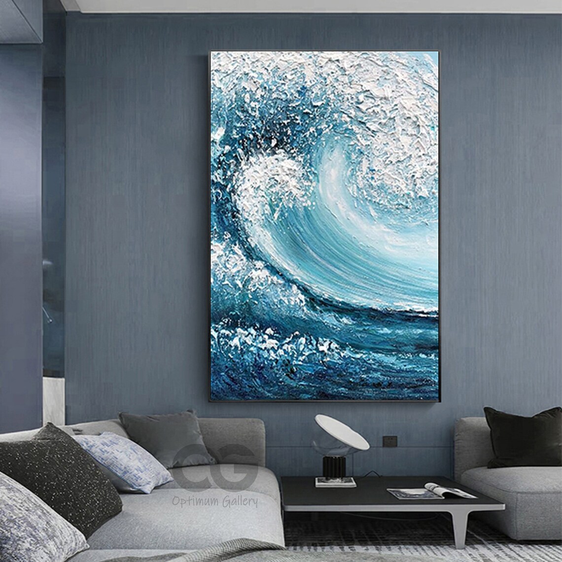 Texture Blue Wave Abstract Ocean Surf Art Print - Image 3