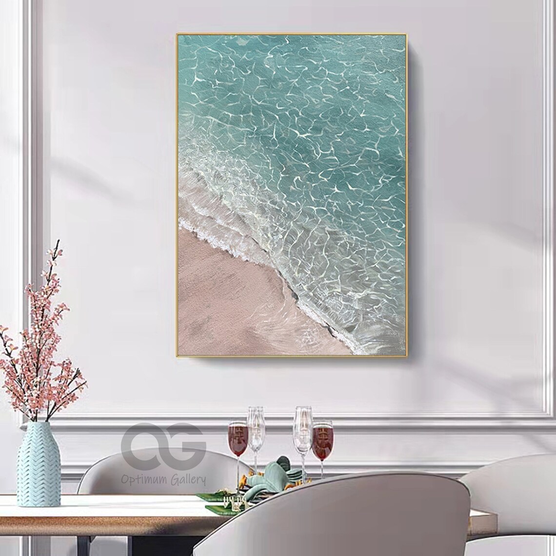 Ocean Abstract Acrylic Painting, Coastal Wall Print - Image 3