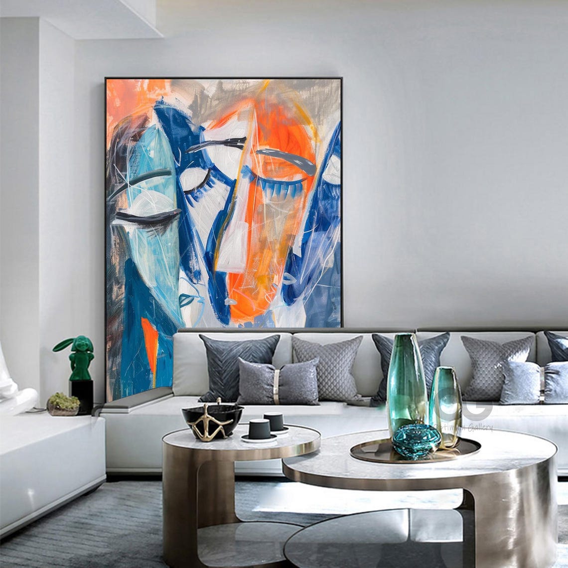 Abstract Face Oil Painting Woman Face Artwork Abstract Lady Painting Modern Wall Art Woman Face Painting Female Abstract Wall Art Home Decor - Image 2