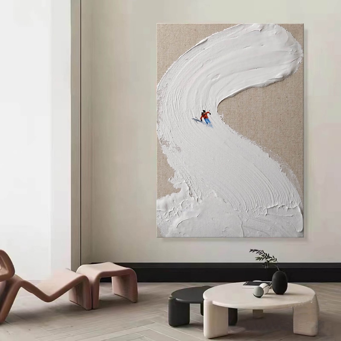 Skier on Snowy Mountain Winter Art Print, Personalized - Image 3