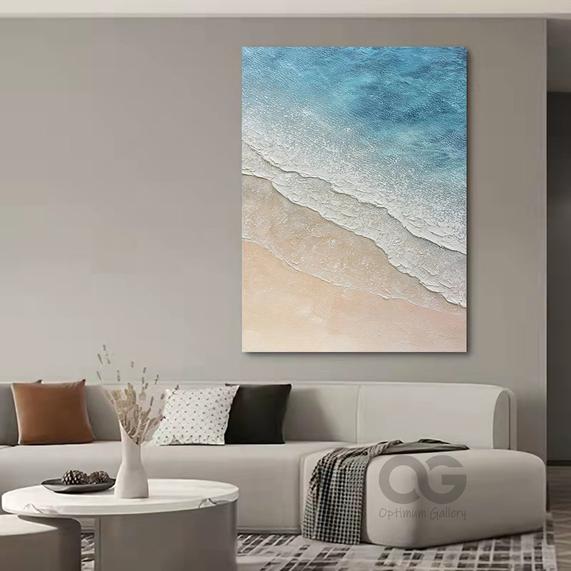 Blue Ocean Abstract Coastal Landscape Art Print - Image 2