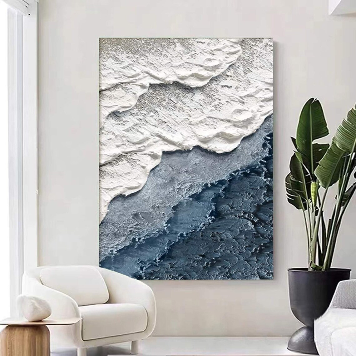 3D Textured Coastal Wave Art Print, Abstract Sea - Image 3