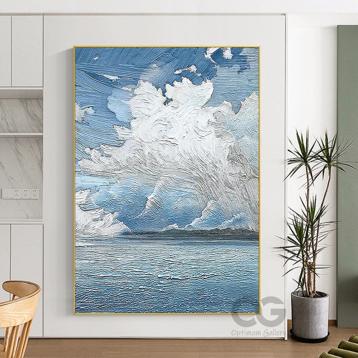Original Sea Abstract Oil Painting White Wave Texture Painting Large Sky And Sea Painting Abstract Ocean Painting For Living Room Art - Image 4